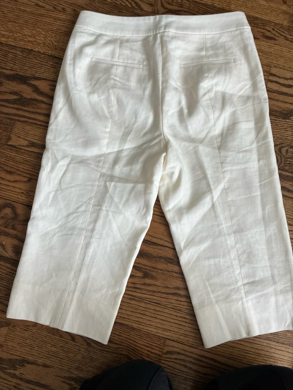J Crew Kate Capri Linen Pants 6 White Cream Trousers Stretch